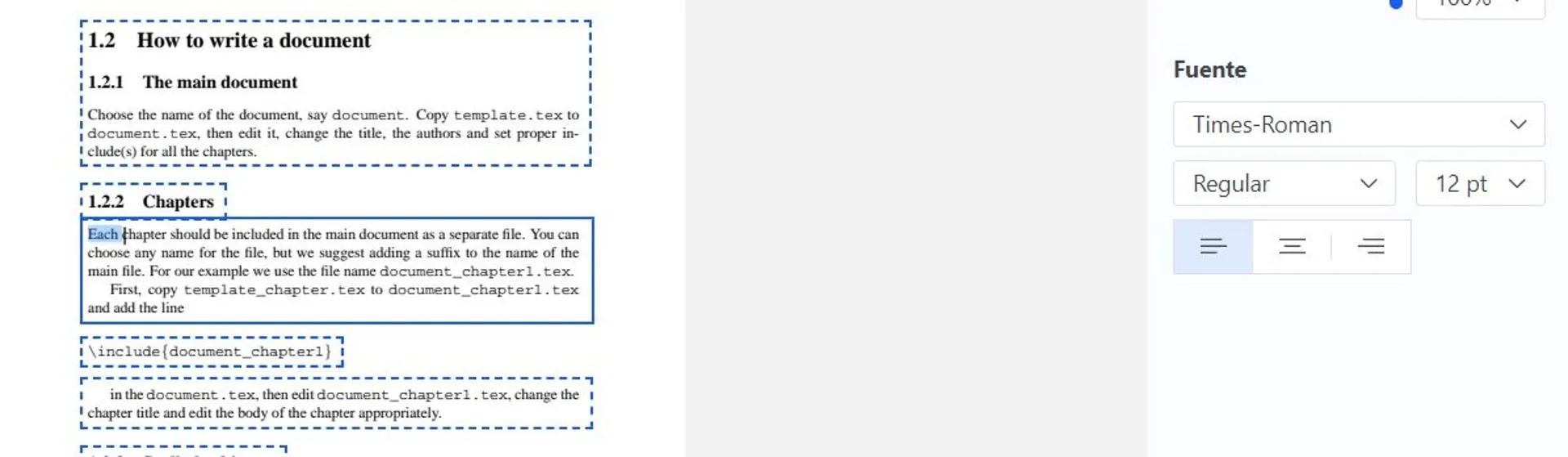 Fuente de letra en PDF