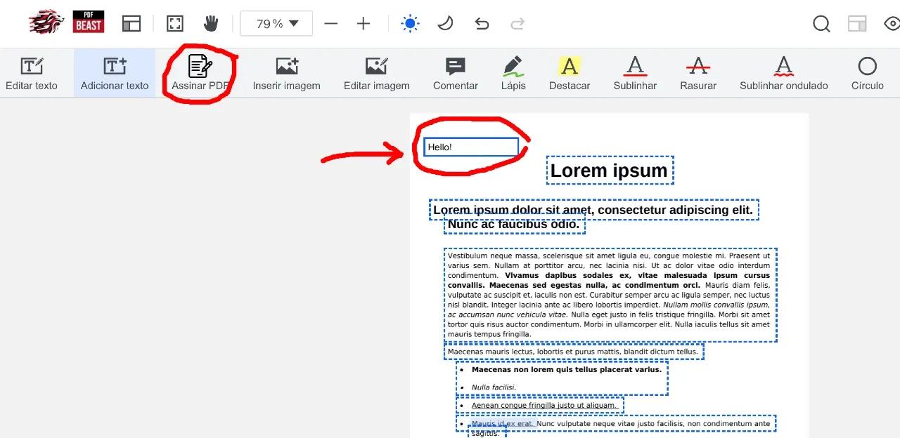 Adicionar texto PDF