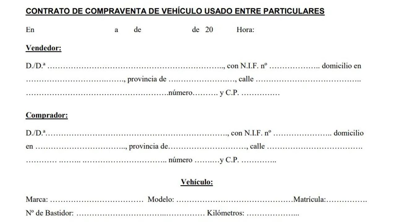 Miniatura del contrato de compra venta de vehículo de la DGT entre particulares
