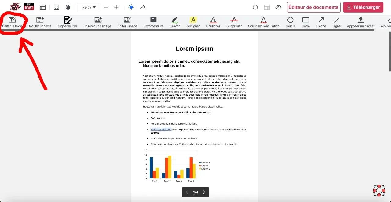 Édition du texte PDF signé