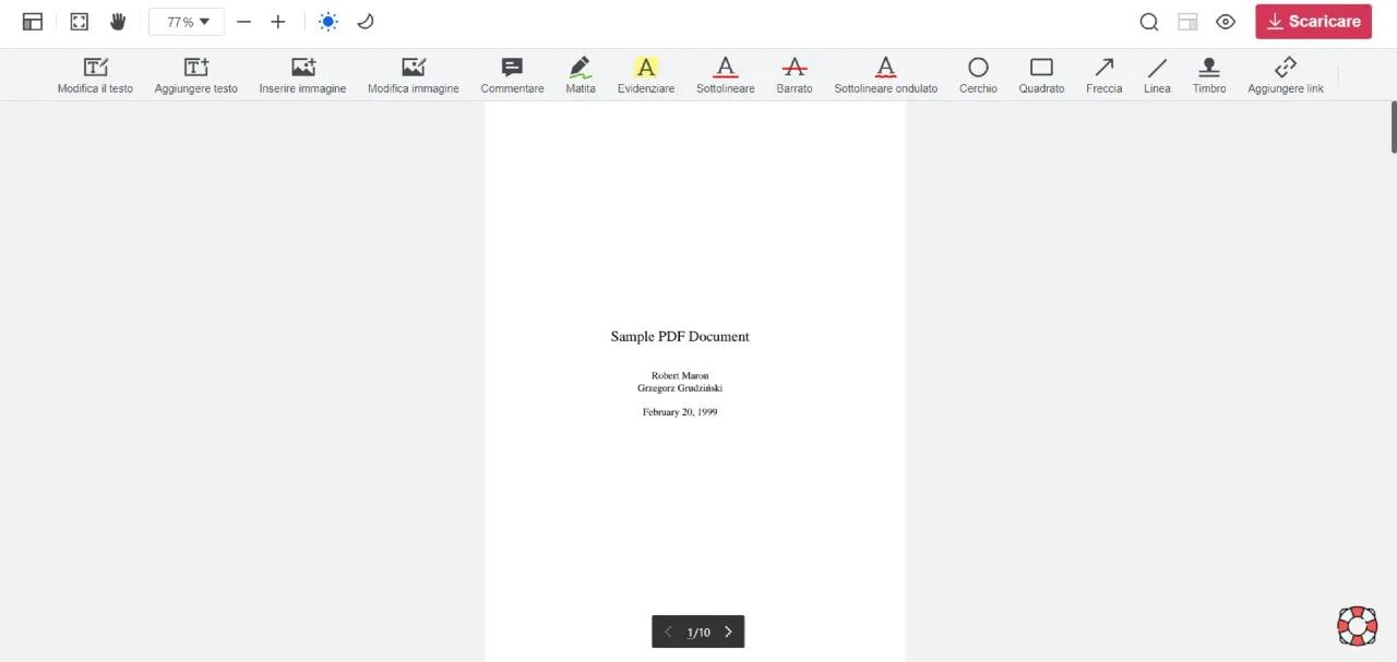 Editor de PDF en italiano