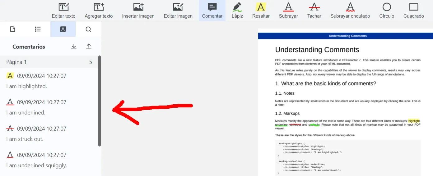 Eliminar todos los comentarios de un PDF