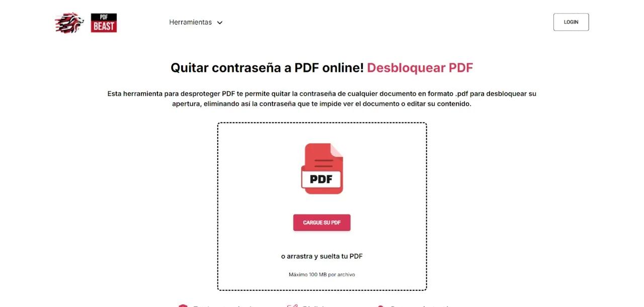 Nueva herramienta de Desbloquear PDF en PDFBeast